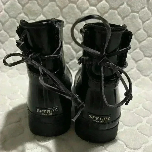 Sperry Walker Turf Rain Boot Black Womens Size 6 Waterproof Bow Tie Outdoor - Picture 4 of 10